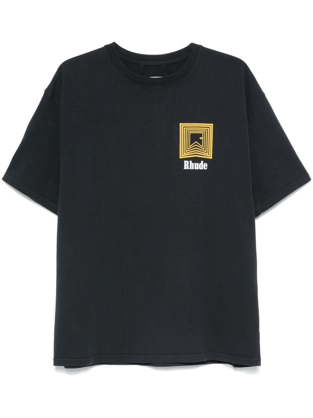 Rhude CHEVRON LOGO REPEAT T Shirt Black/Yellow