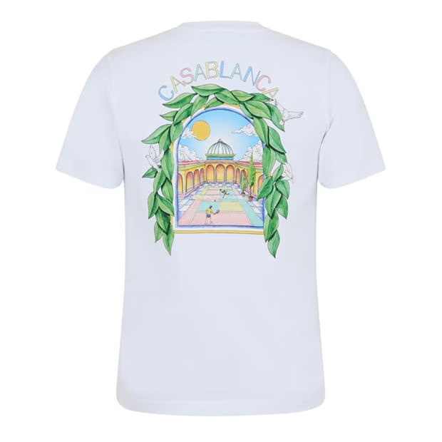 Casablanca Larche Tennis T Shirt Sky White