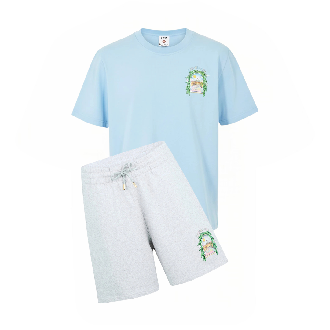 Casablanca L'Arche Shorts Set Grey/Blue