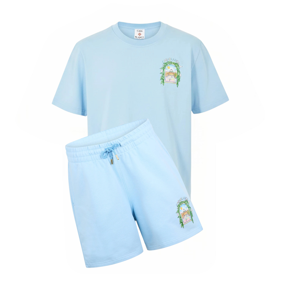 Casablanca L'Arche Shorts Set Pale Blue