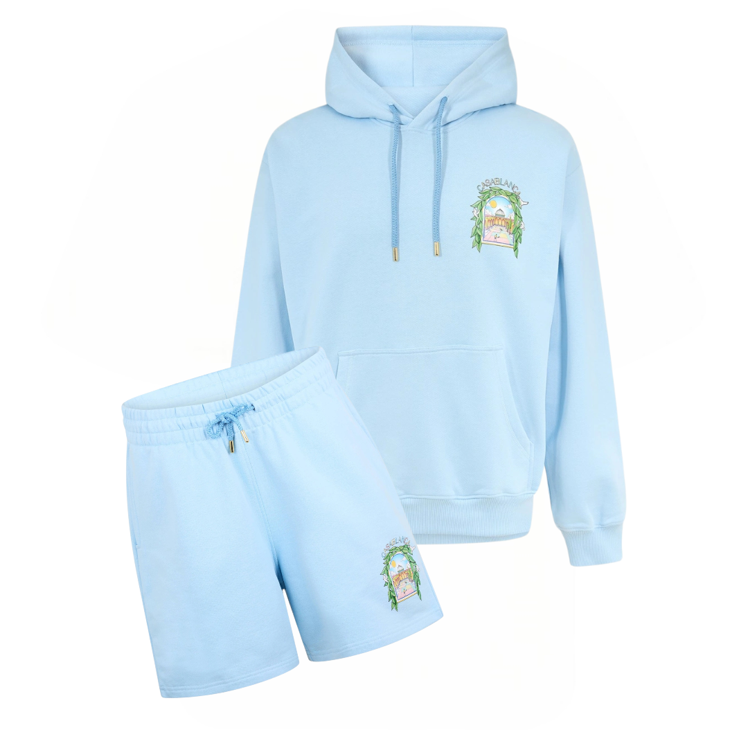 Casablanca L'Arche Hooded Shorts Set Pale Blue