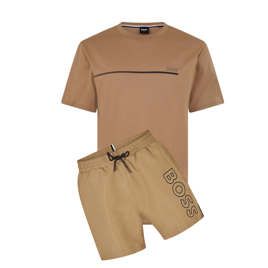 Hugo Boss Storm Shorts Set Beige