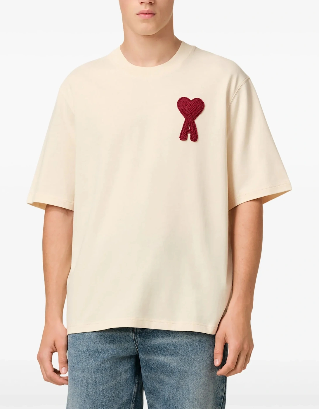 Ami Paris 'Ami de Coeur' T-Shirt Beige