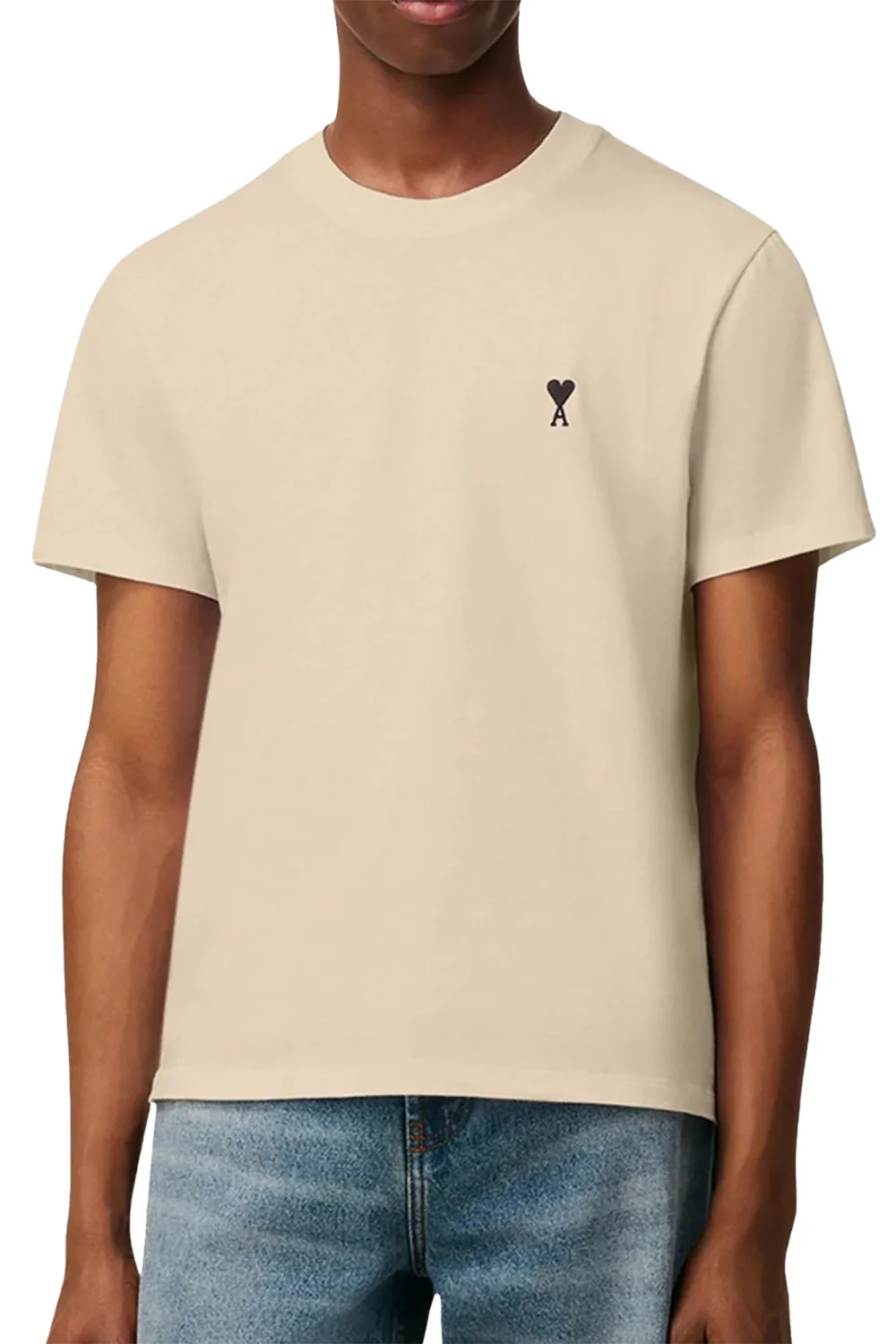Ami Paris 'Ami De Coeur' Heart T-Shirt Beige