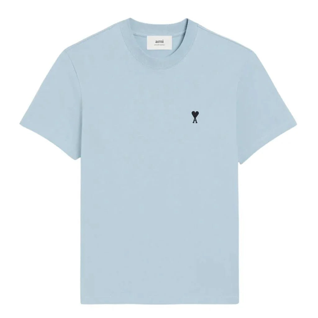 Ami Paris 'Ami De Coeur' Black Heart T-Shirt Sky Blue