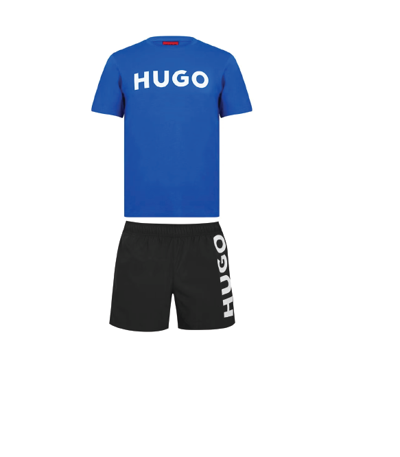 Hugo Logo Shorts Set Pastel Blue/Black