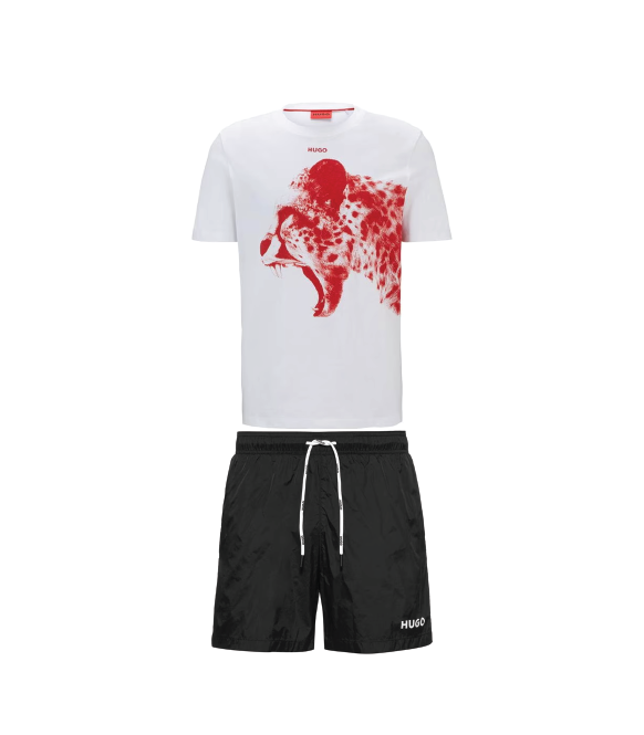 Hugo Boss Roar Logo Shorts Set White/Black