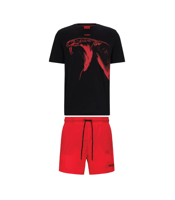Hugo Boss Roar Logo Shorts Set Black/Red
