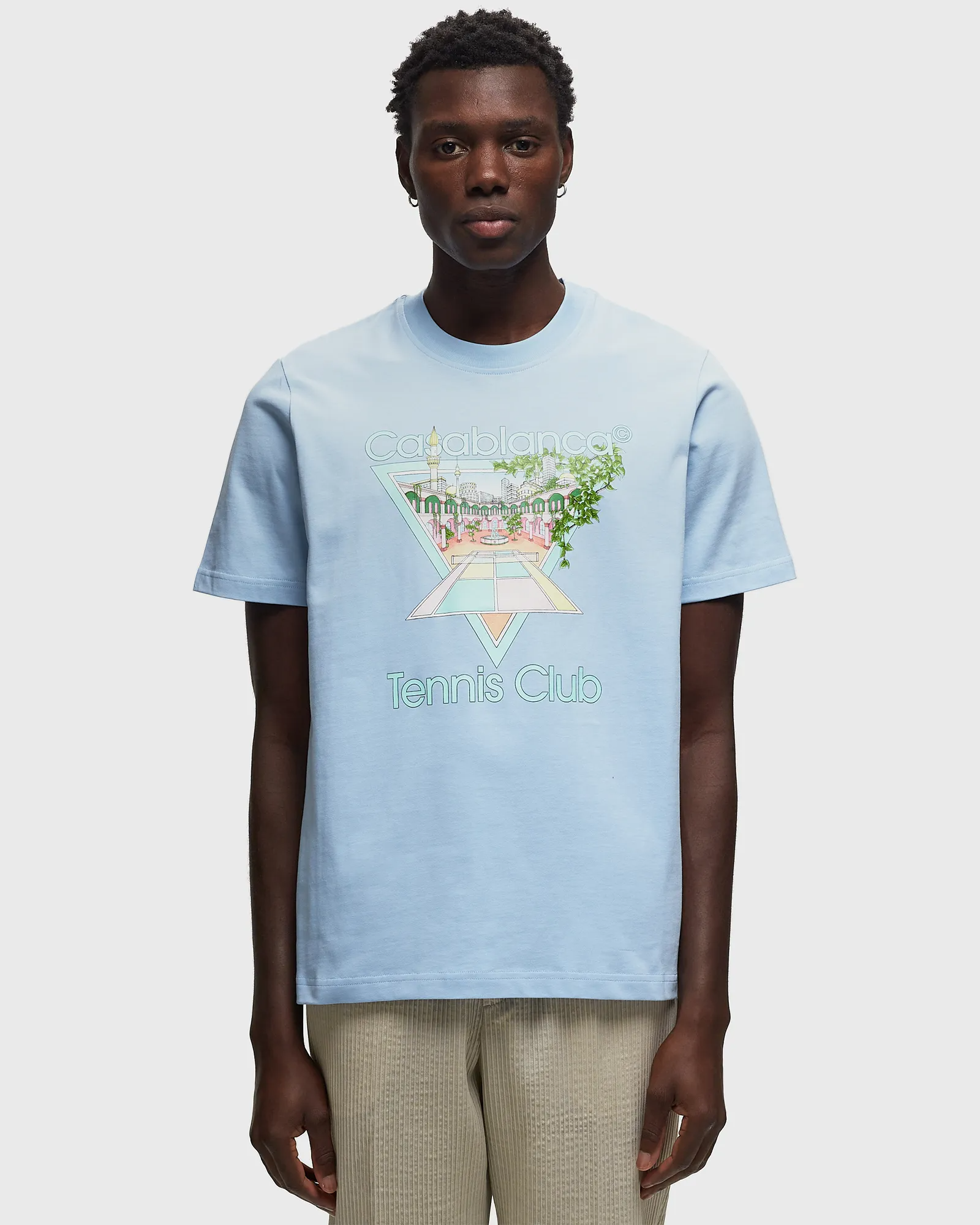 Casablanca Tennis Club T Shirt Sky Blue