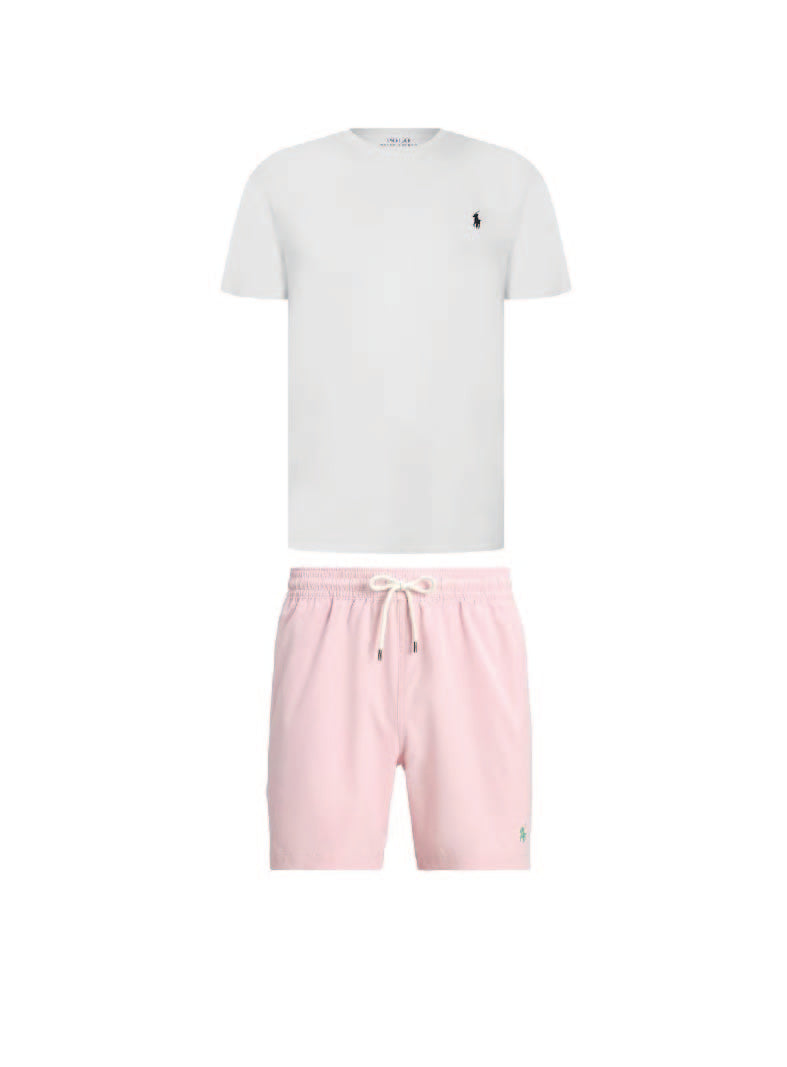 Ralph Lauren Logo Shorts Set White/Pink