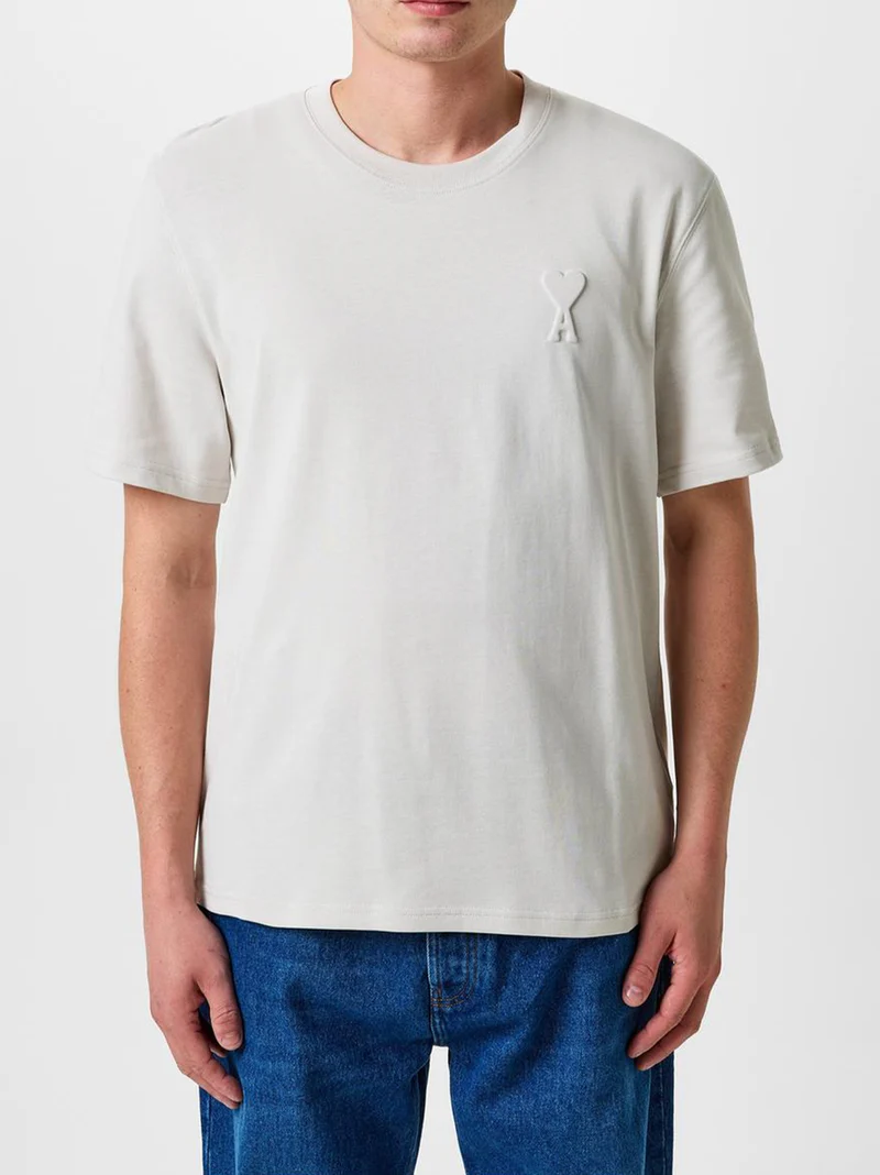Ami Paris Embossed Logo T Shirt Off White