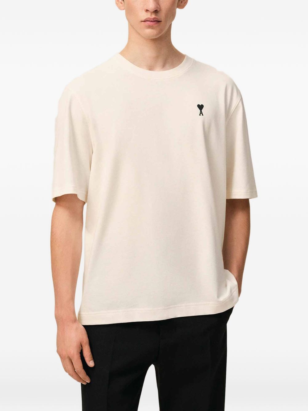 Ami Paris Logo Print T Shirt Off White