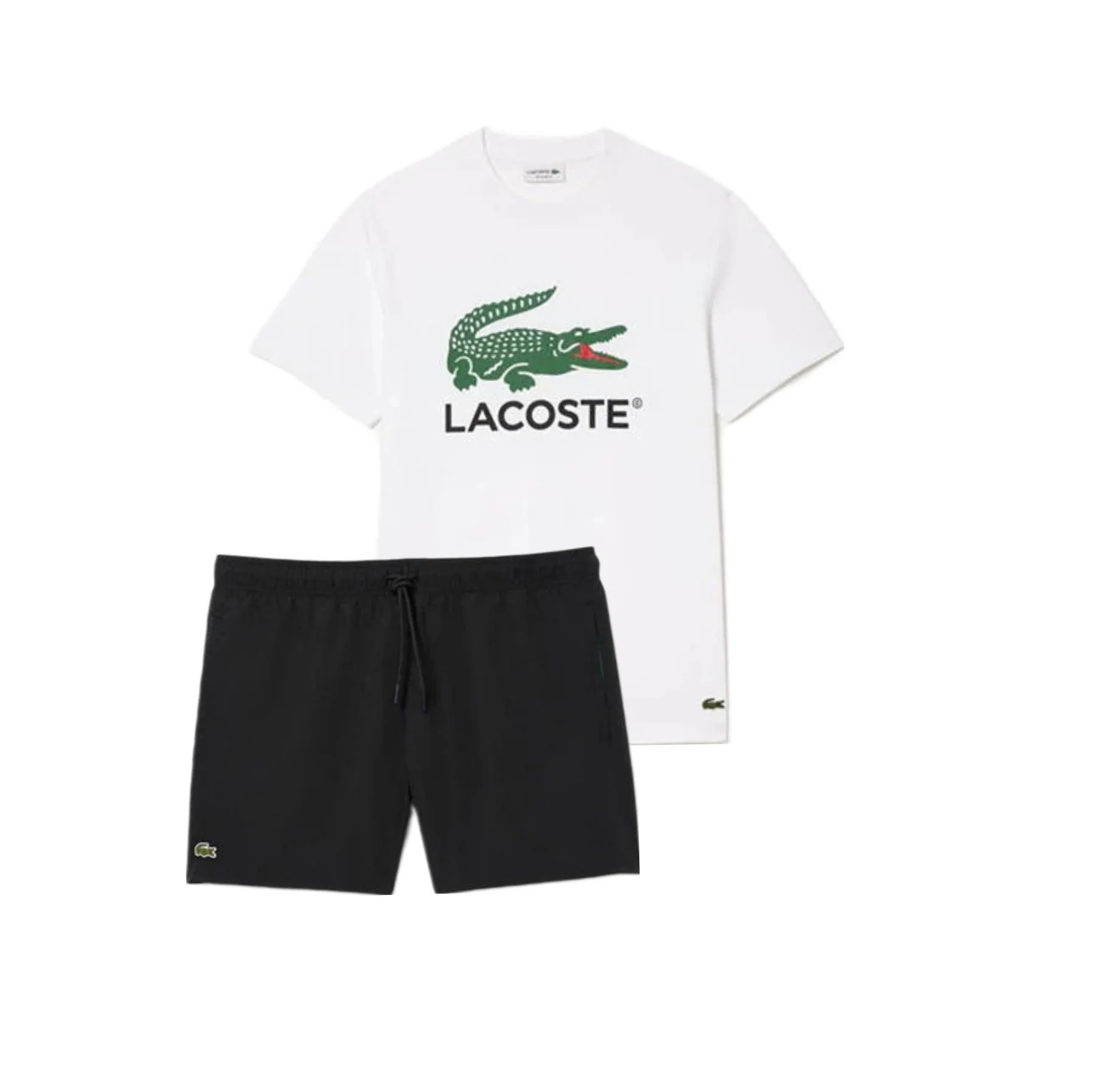 Lacoste Croc Graphics Swim Shorts Set Black/White
