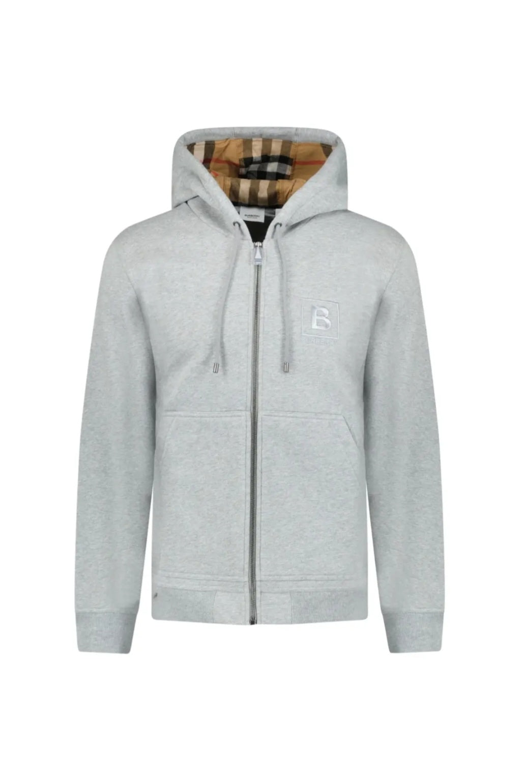 Burberry Check Zip Hoodie Grey - Main Image