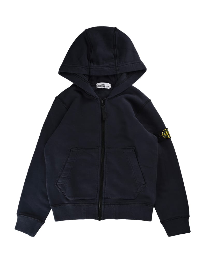 Kids Stone Island Zip Hoodie Blue