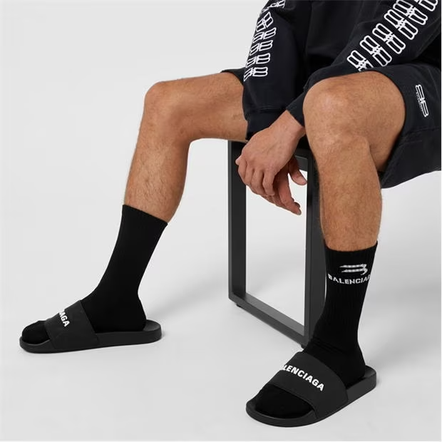 Balenciaga Logo Sliders Black
