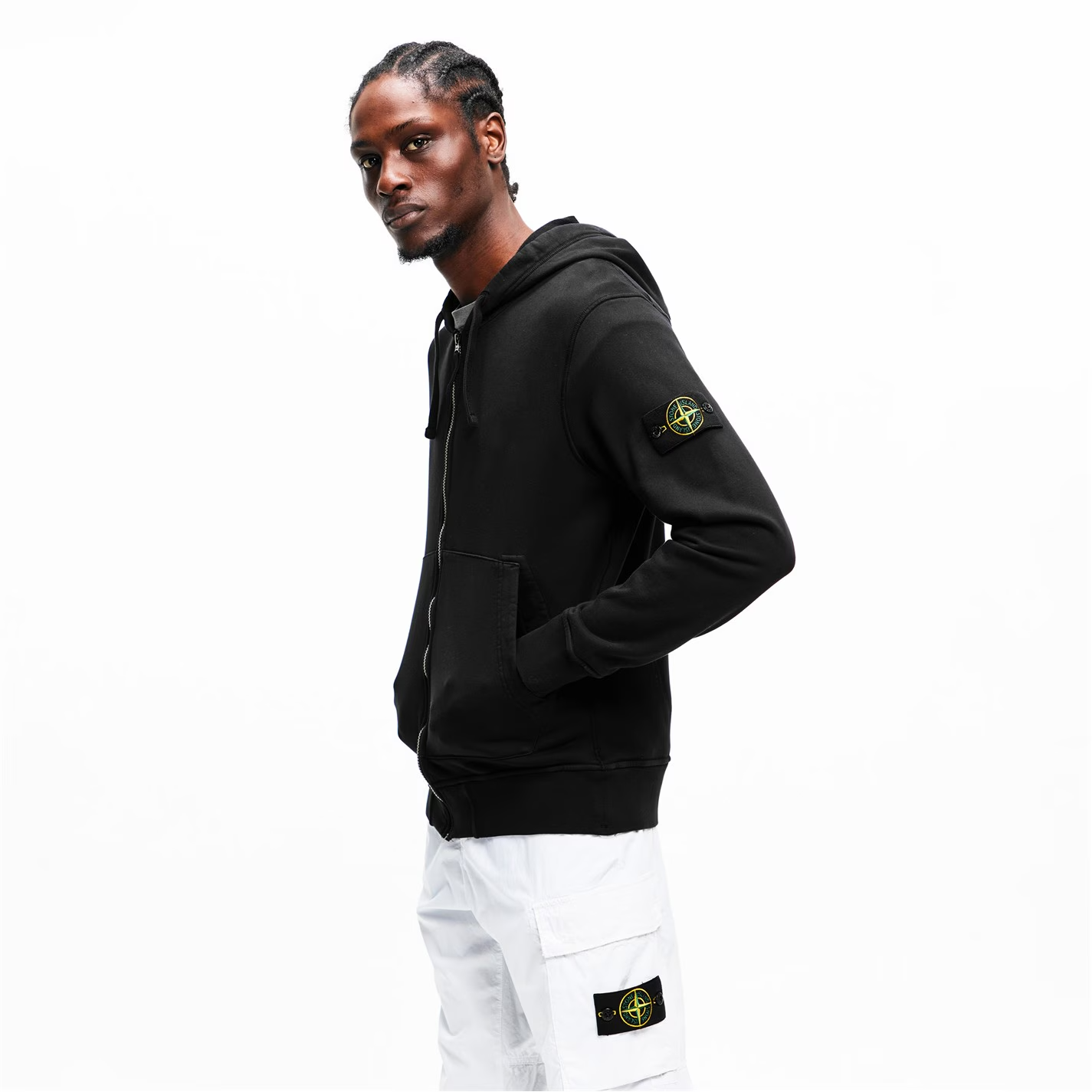 Stone Island Zip Hoodie Black