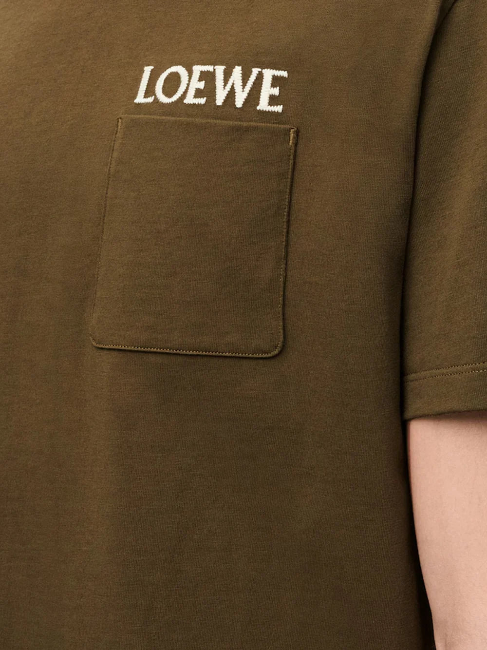 Loewe Pocket Embroidered Logo T-Shirt Khaki