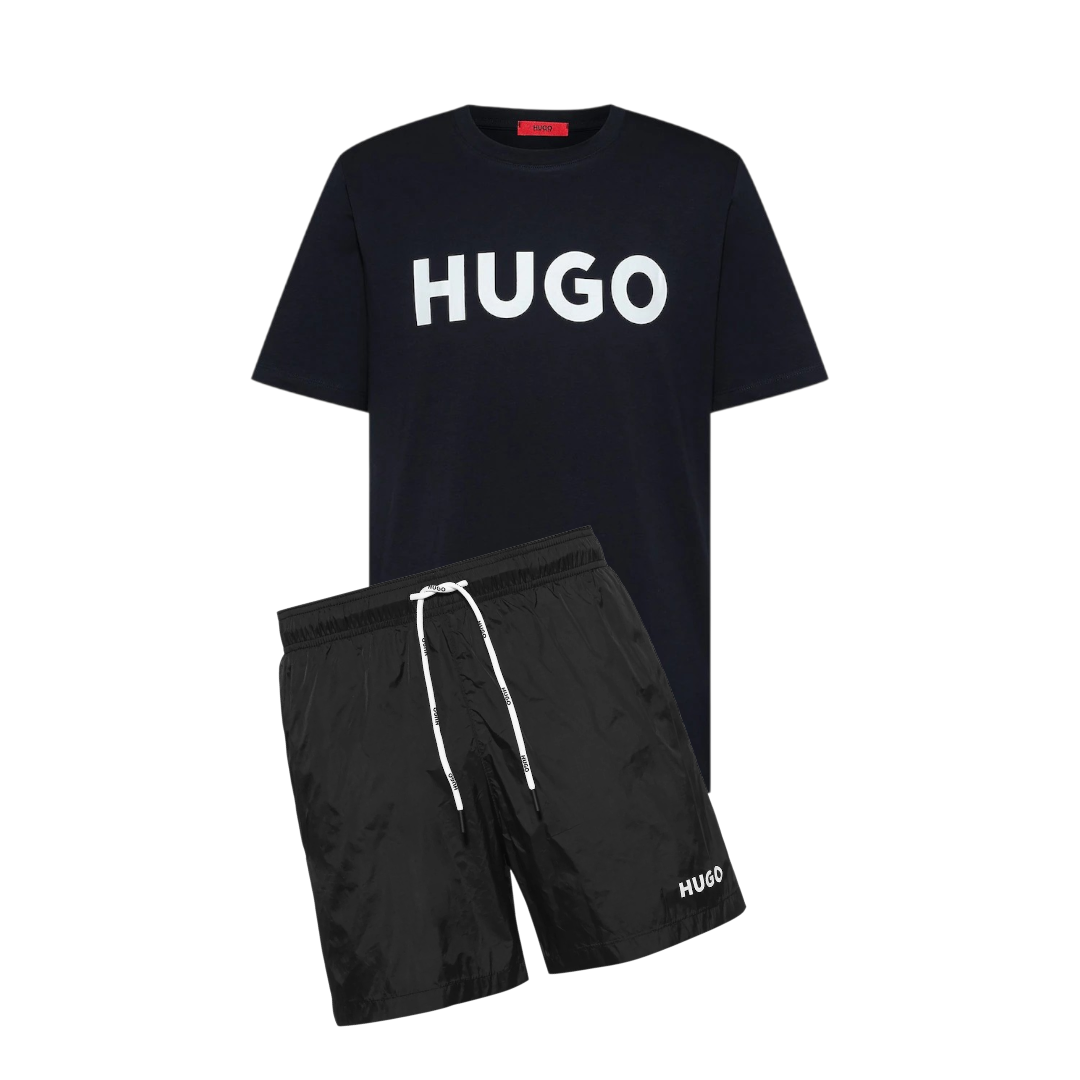 Hugo Logo Shorts Set Black