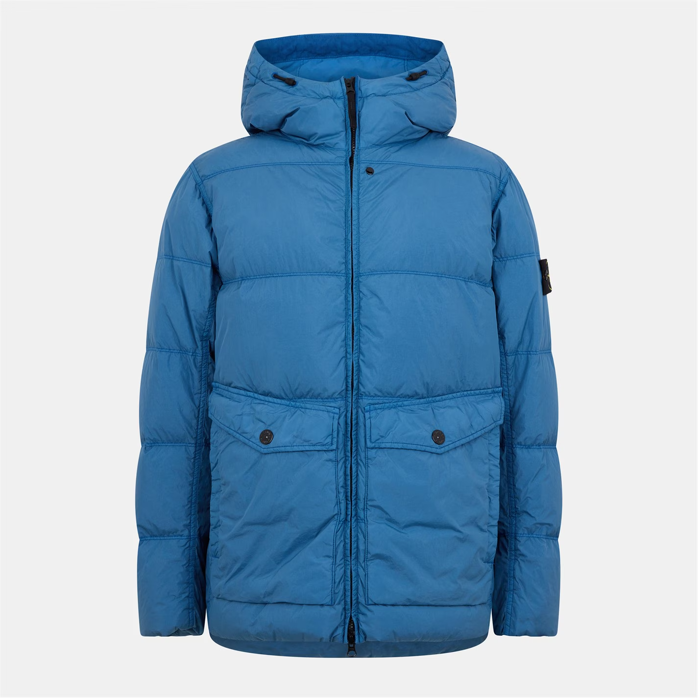 STONE ISLAND Crinkle Reps Hooded Down Jacket Blue