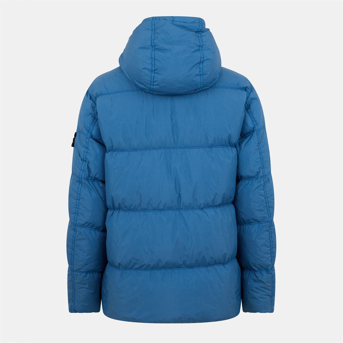 STONE ISLAND Crinkle Reps Hooded Down Jacket Blue