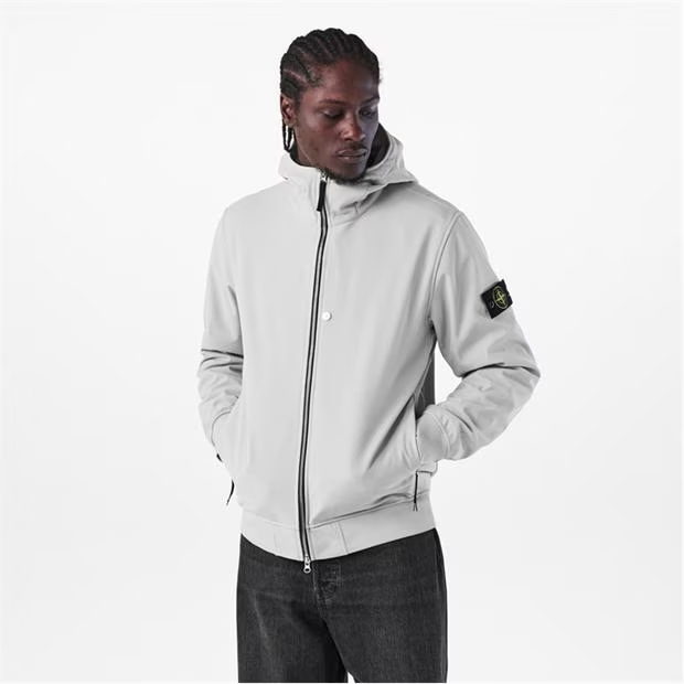 Stone Island Hooded Soft Shell Jacket Grey