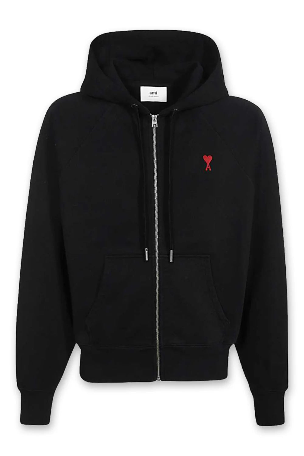 Ami Paris Logo Zip Hoodie Black