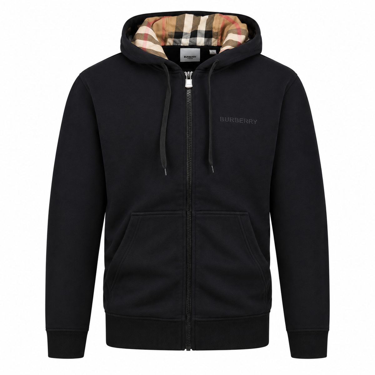 Burberry Check Zip Hoodie Black