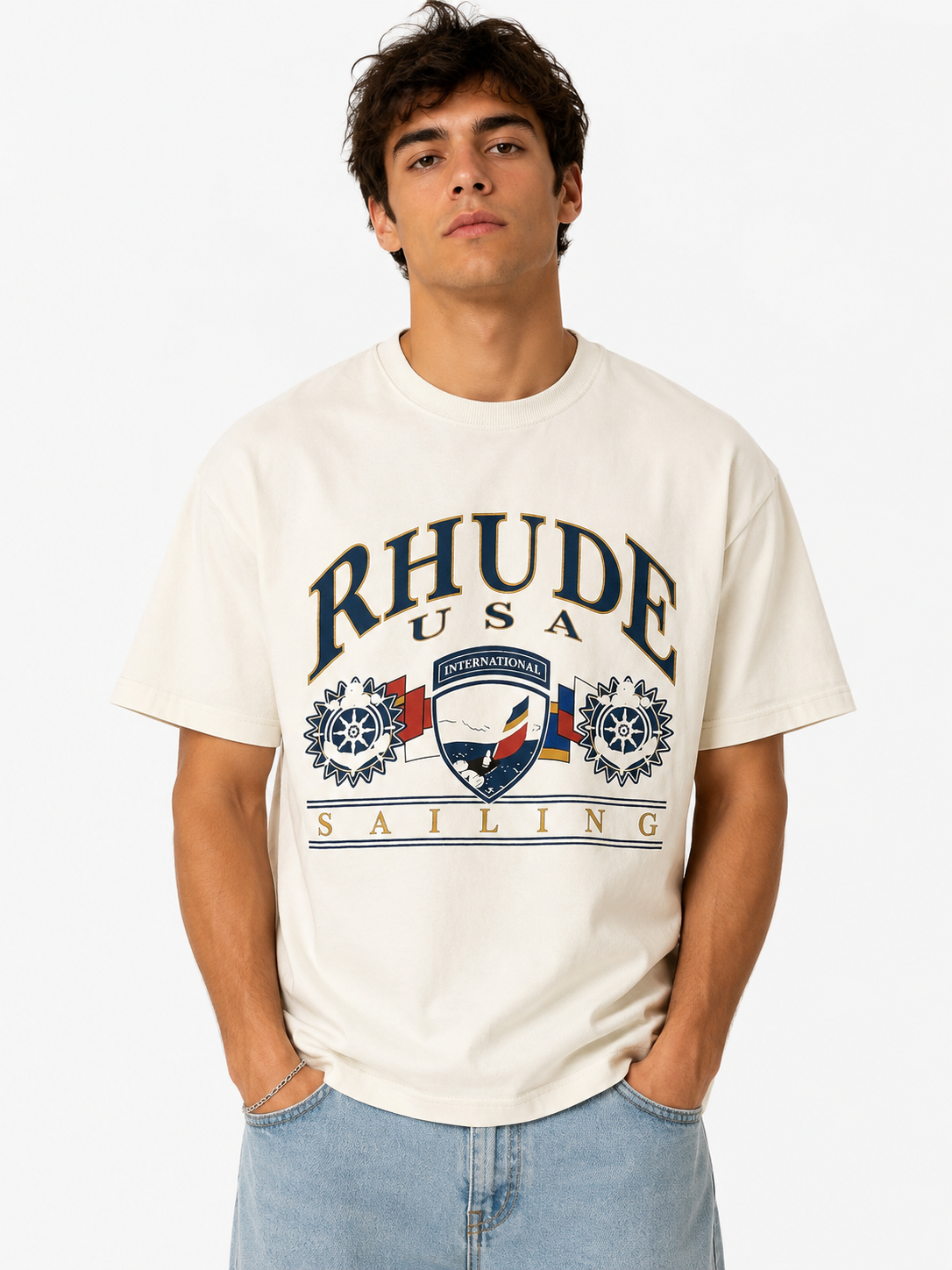 RHUDE USA SAILING ICON T SHIRT