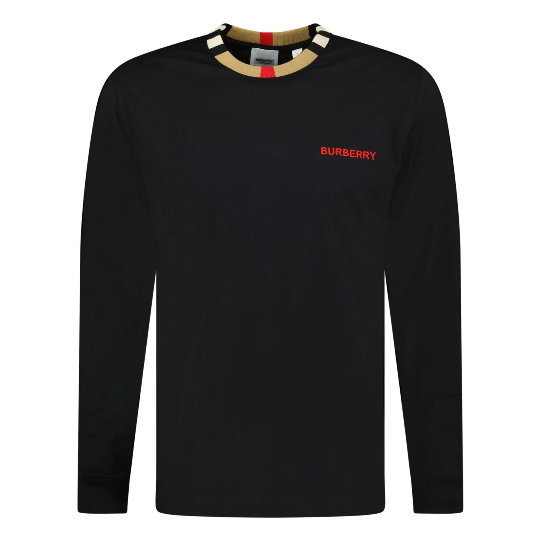 Burberry Check Long Sleeve T Shirt Black