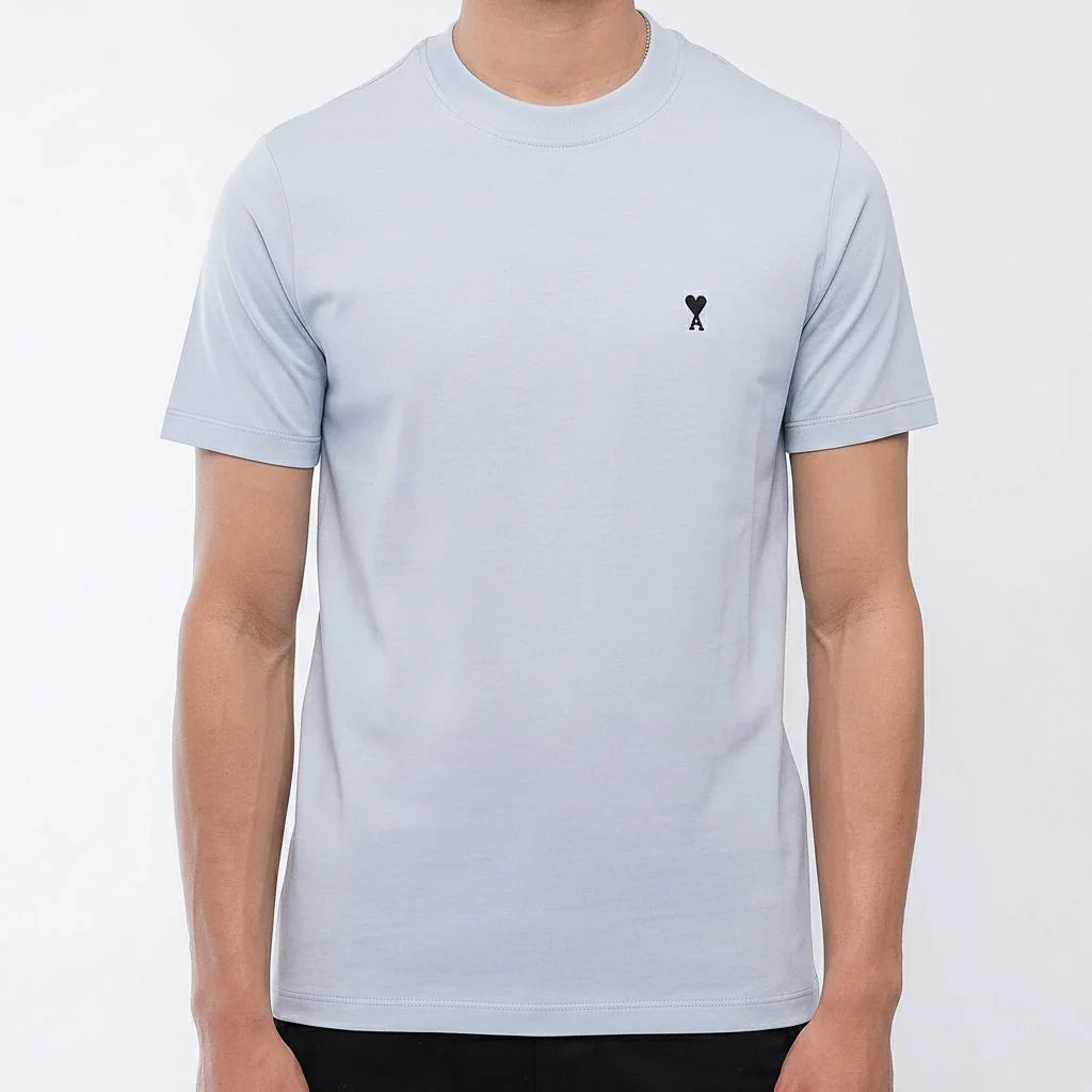 Ami Paris 'Ami De Coeur' Black Heart T-Shirt Sky Blue