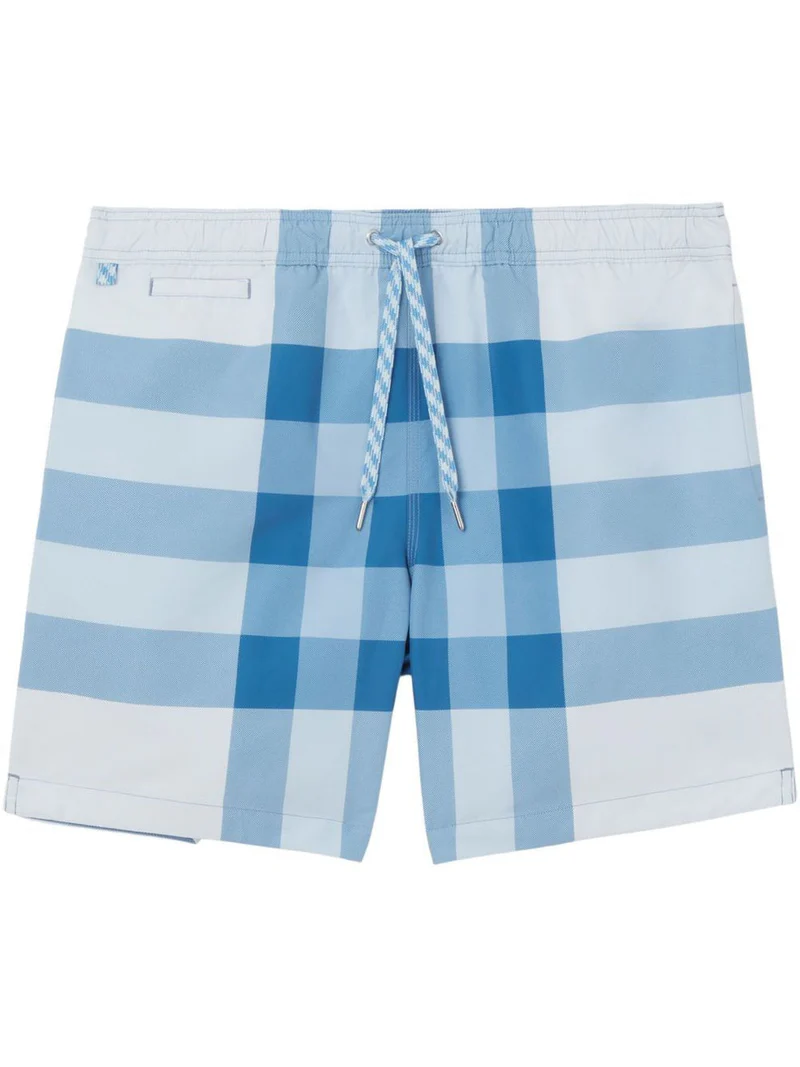 Burberry Check Swim Shorts Sky Blue