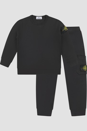 Kids Stone Island Tracksuit Black - Main Image