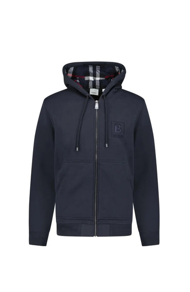 Burberry Check Zip Hoodie Navy