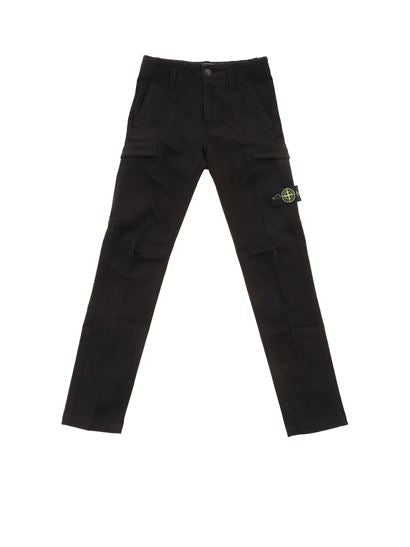 Kids Stone Island Cargo Pants Black